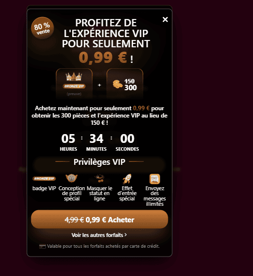 Quel est le prix sur Pink Video Chat